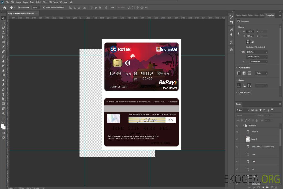 Carte de crédit RuPay Platinum de la banque Kotak en Inde template Carte de crédit RuPay Platinum de la banque Kotak en Inde template